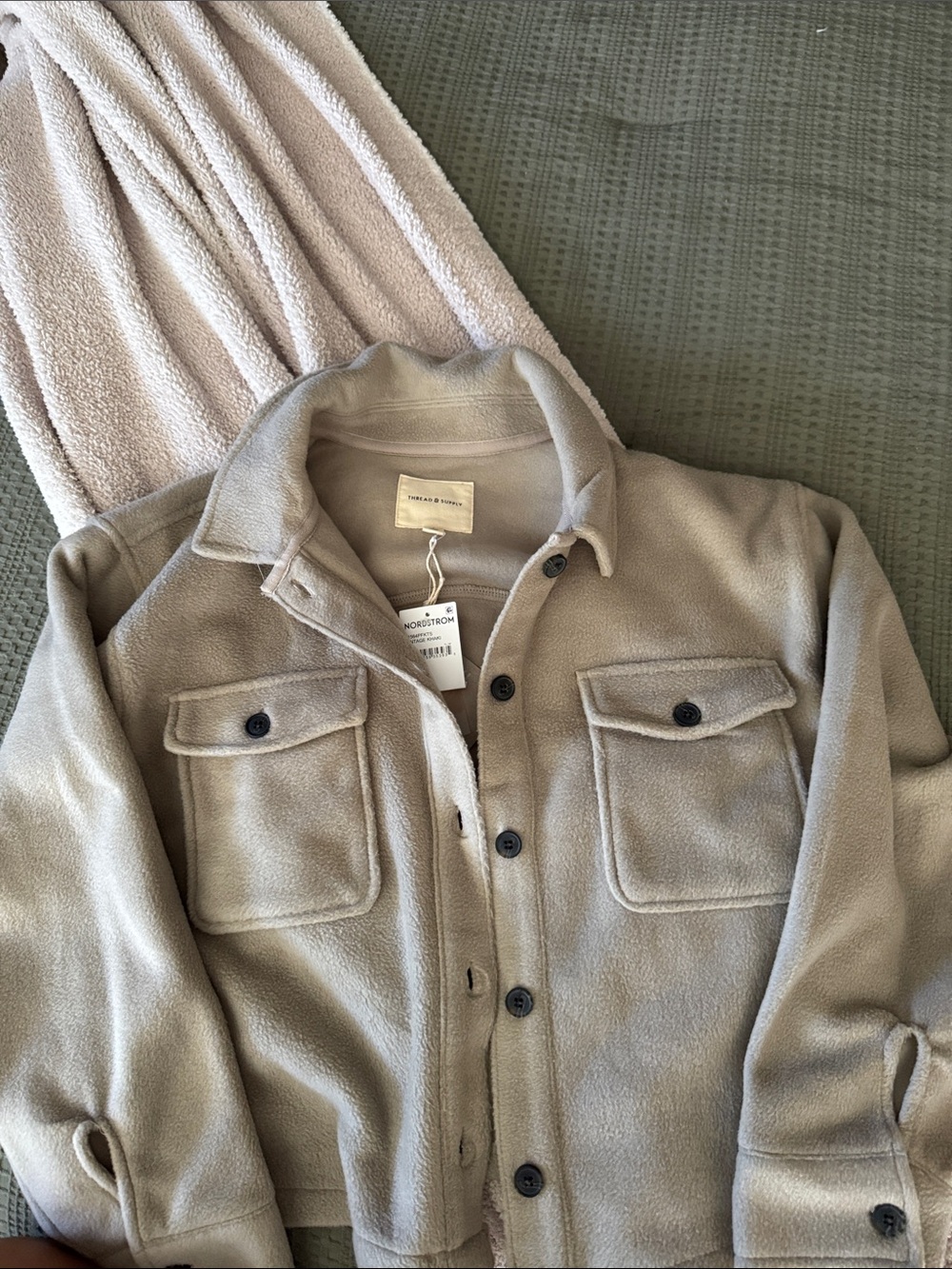 Thread & Supply Taupe Fleece Shirt Jacket